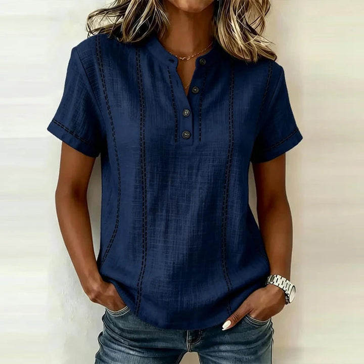 Lily | Textured Blouse – With Full Button Front and Collar