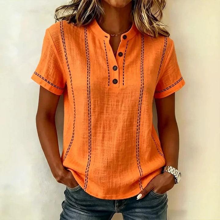 Lily | Textured Blouse – With Full Button Front and Collar