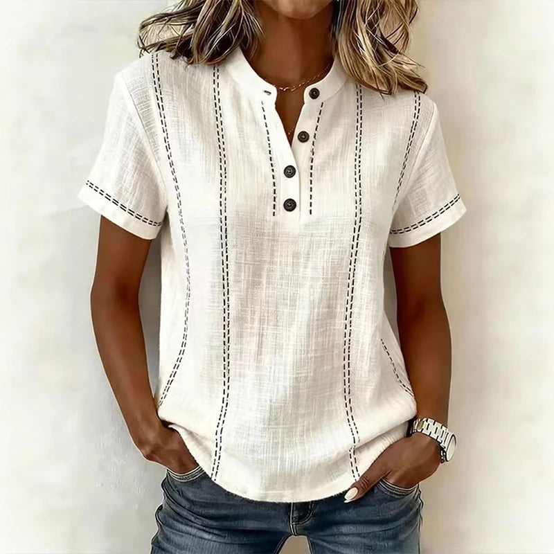 Lily | Textured Blouse – With Full Button Front and Collar