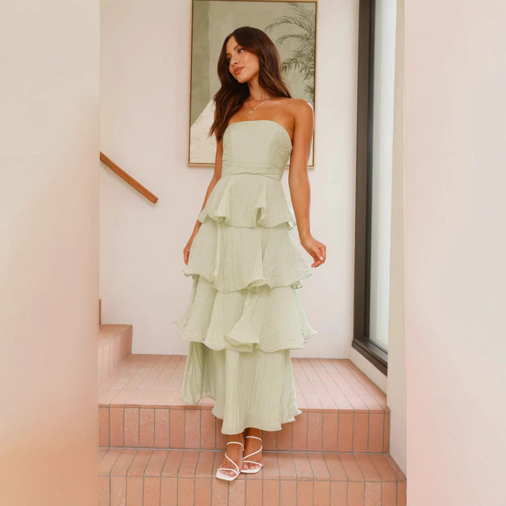 Anika | Tiered Maxi Dress – Strapless with Ruffled Layers