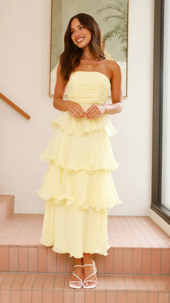 Anika | Tiered Maxi Dress – Strapless with Ruffled Layers