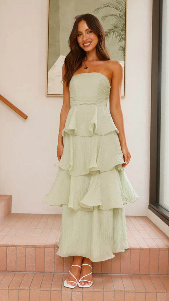 Anika | Tiered Maxi Dress – Strapless with Ruffled Layers