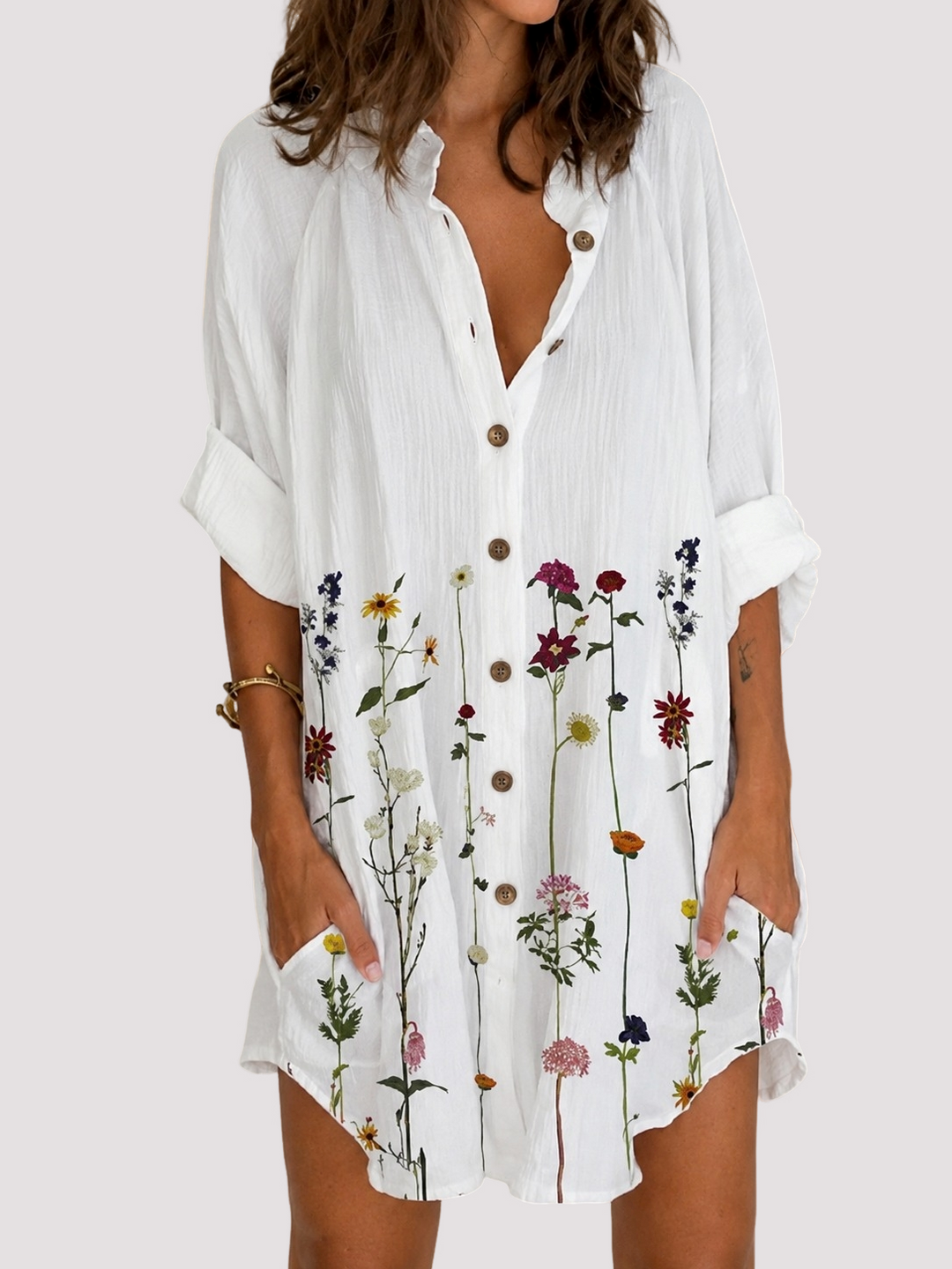 Daphne | Romantic Summer Mini Dress – Wildflower Print and V-Neck
