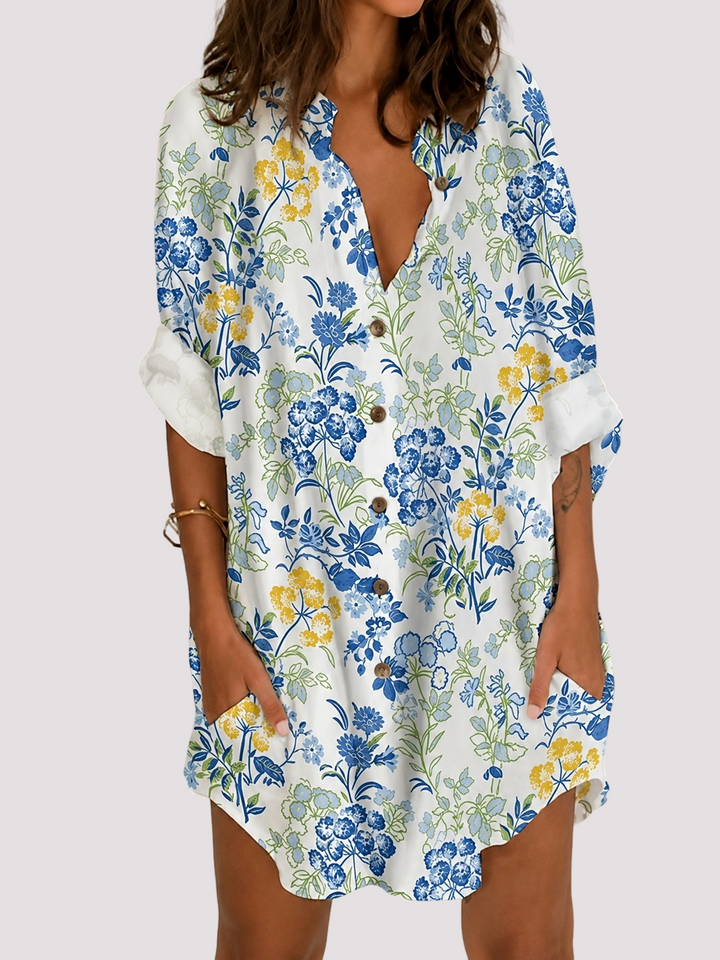 Daphne | Romantic Summer Mini Dress – Wildflower Print and V-Neck