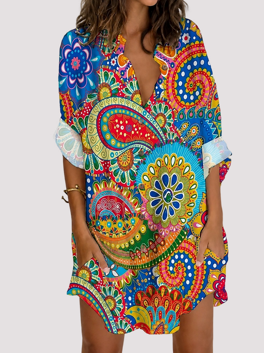 Daphne | Romantic Summer Mini Dress – Wildflower Print and V-Neck