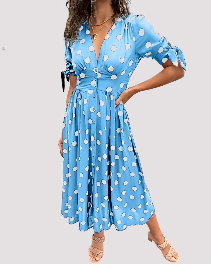 Aurelia | Summer V-Neck Dress – A-Line Silhouette and Plunge Neckline