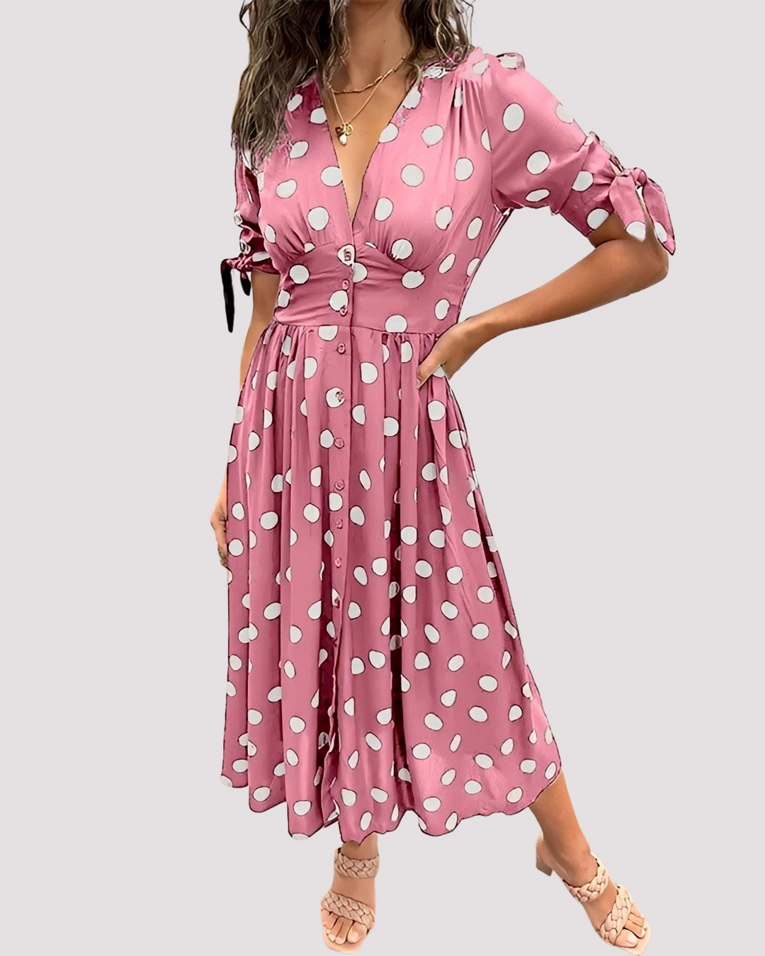 Aurelia | Summer V-Neck Dress – A-Line Silhouette and Plunge Neckline
