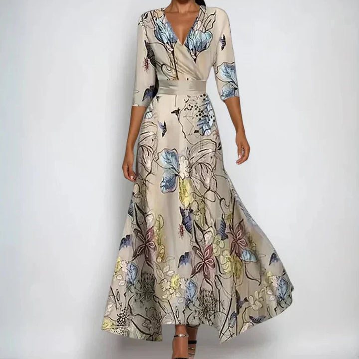 Cassia | Wrap Dress – 3/4 Sleeves with Flowing Silhouette