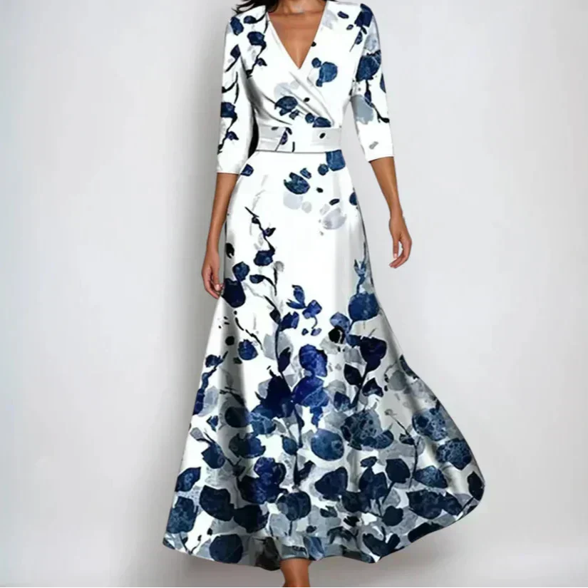 Cassia | Wrap Dress – 3/4 Sleeves with Flowing Silhouette