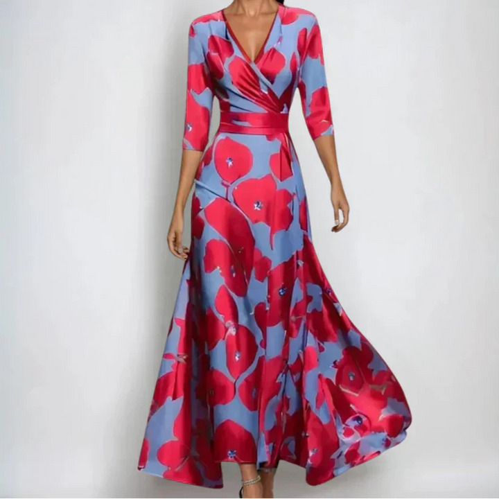 Cassia | Wrap Dress – 3/4 Sleeves with Flowing Silhouette