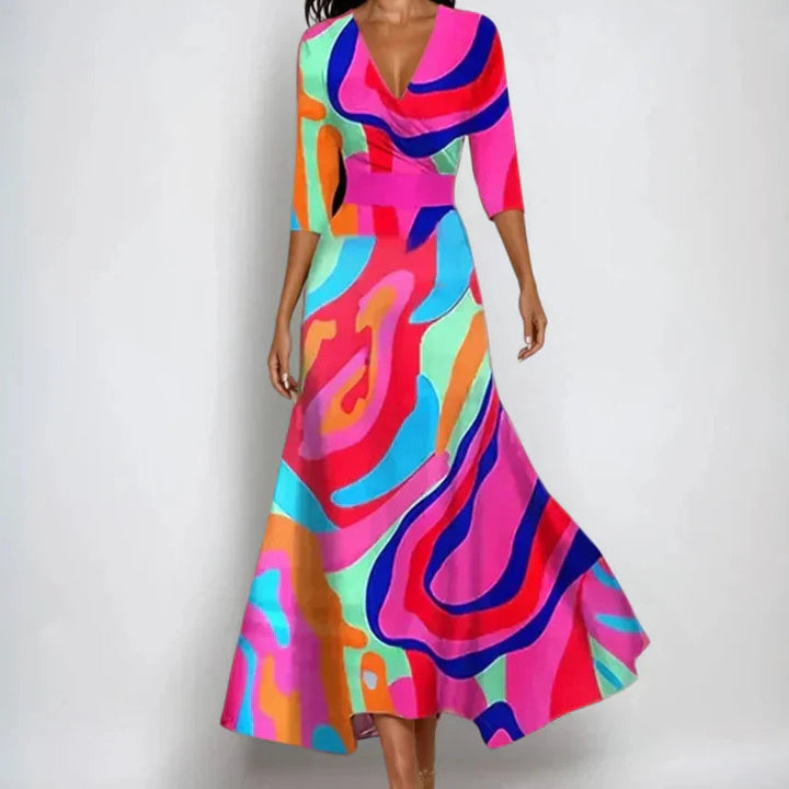 Cassia | Wrap Dress – 3/4 Sleeves with Flowing Silhouette