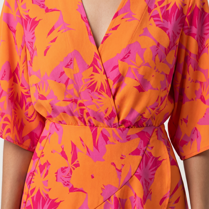 Katerina | Mini Dress with Batwing Sleeves and Waist Tie