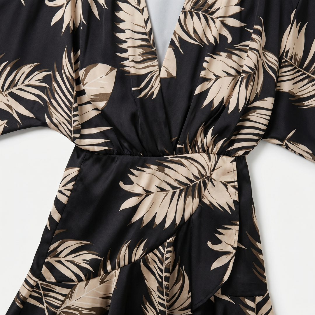 Katerina | Mini Dress with Batwing Sleeves and Waist Tie