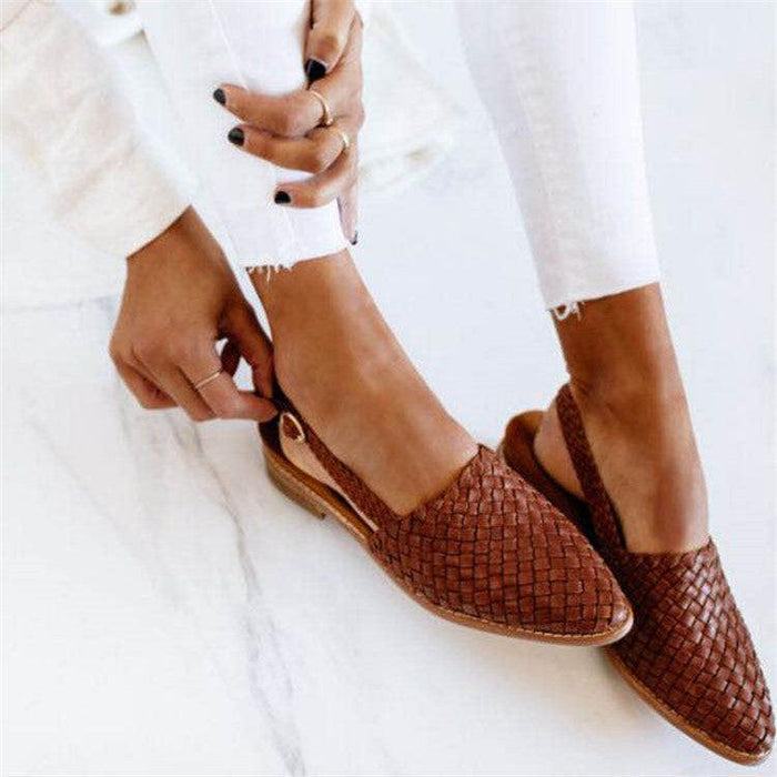Maisie | Woven Slingback Flats with Adjustable Strap