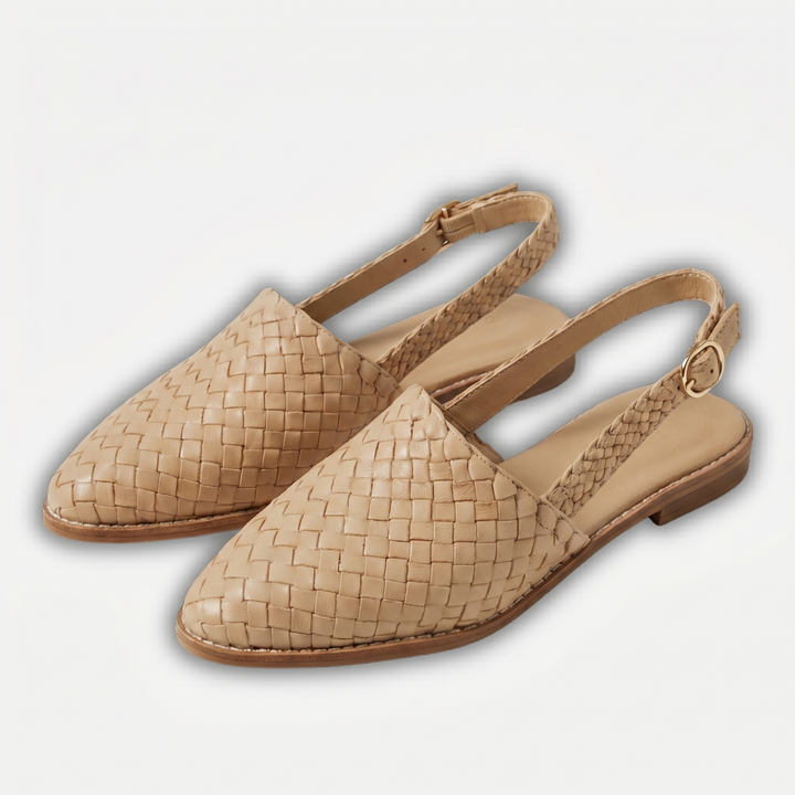 Sara | Woven Slingback Flats with Adjustable Strap