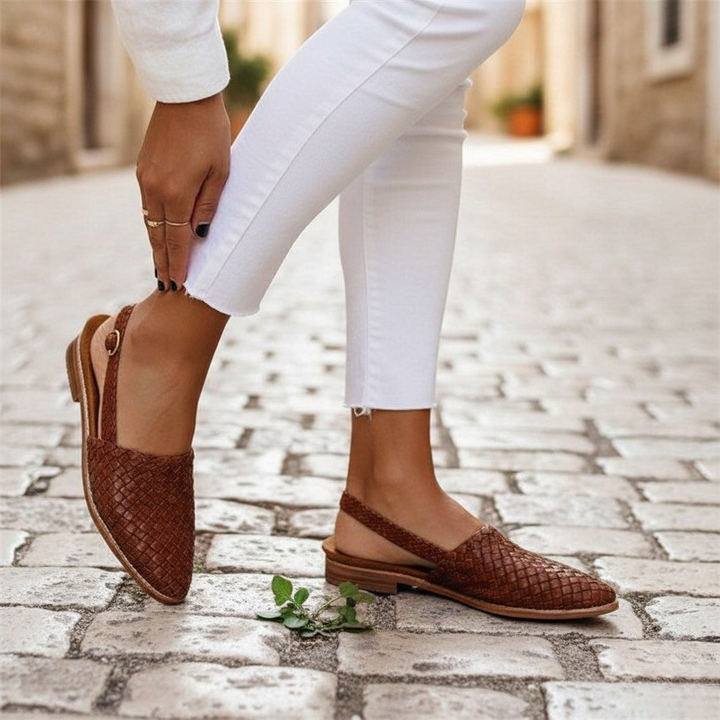 Maisie | Woven Slingback Flats with Adjustable Strap