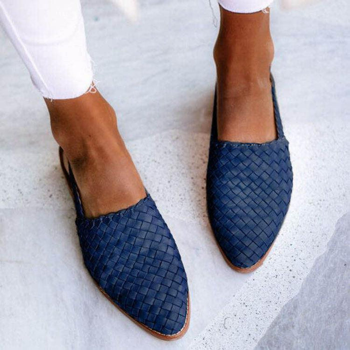 Maisie | Woven Slingback Flats with Adjustable Strap