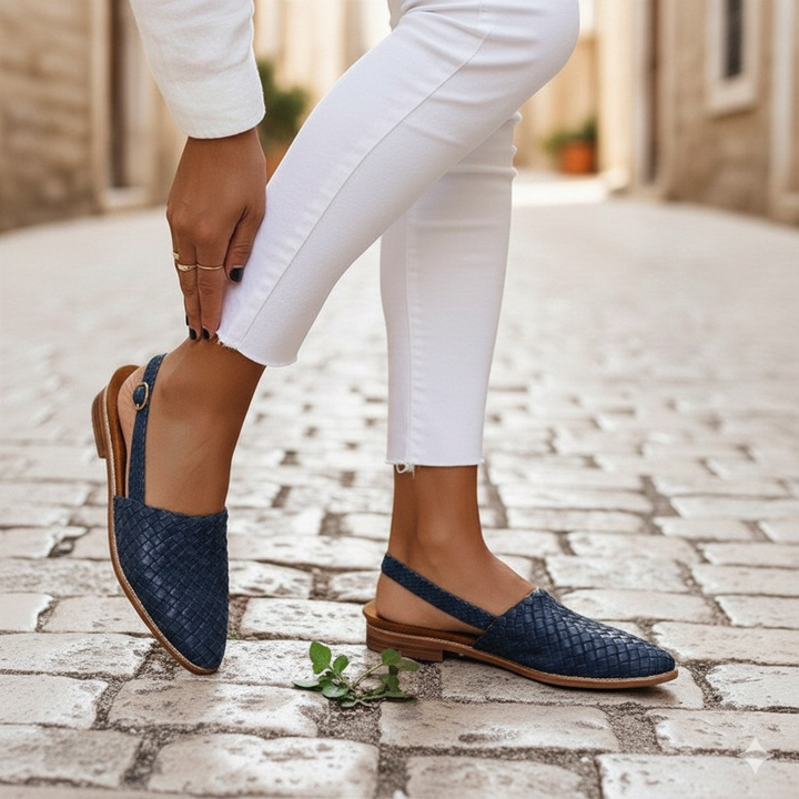Maisie | Woven Slingback Flats with Adjustable Strap