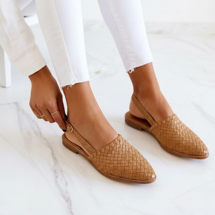 Maisie | Woven Slingback Flats with Adjustable Strap