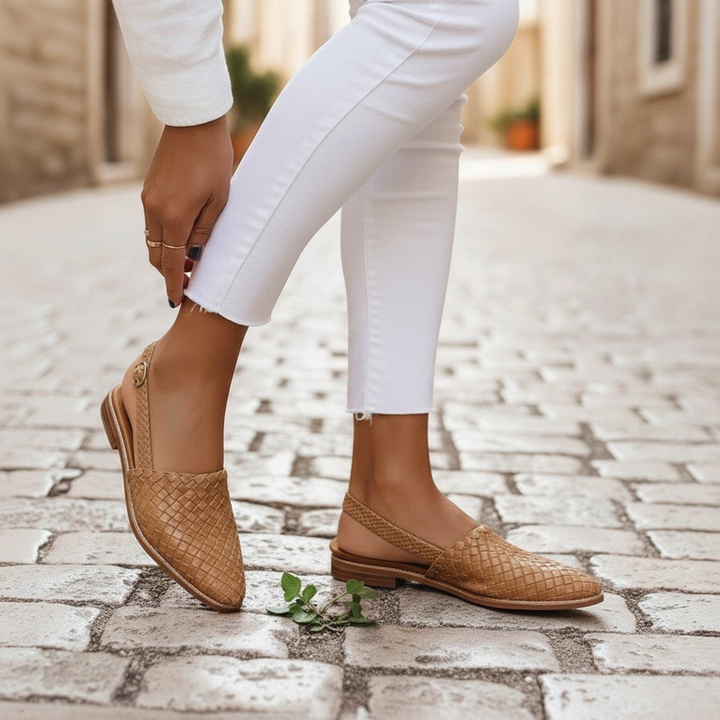 Maisie | Woven Slingback Flats with Adjustable Strap