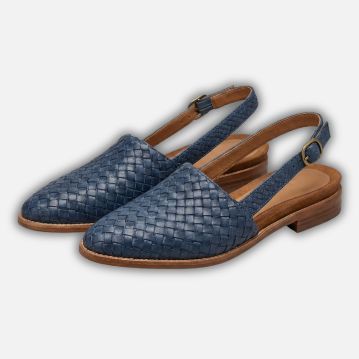 Sara | Woven Slingback Flats with Adjustable Strap