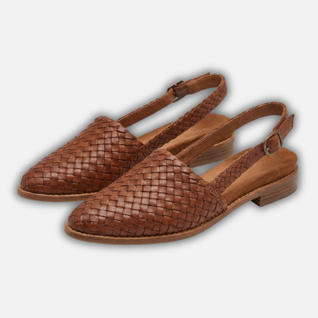 Sara | Woven Slingback Flats with Adjustable Strap