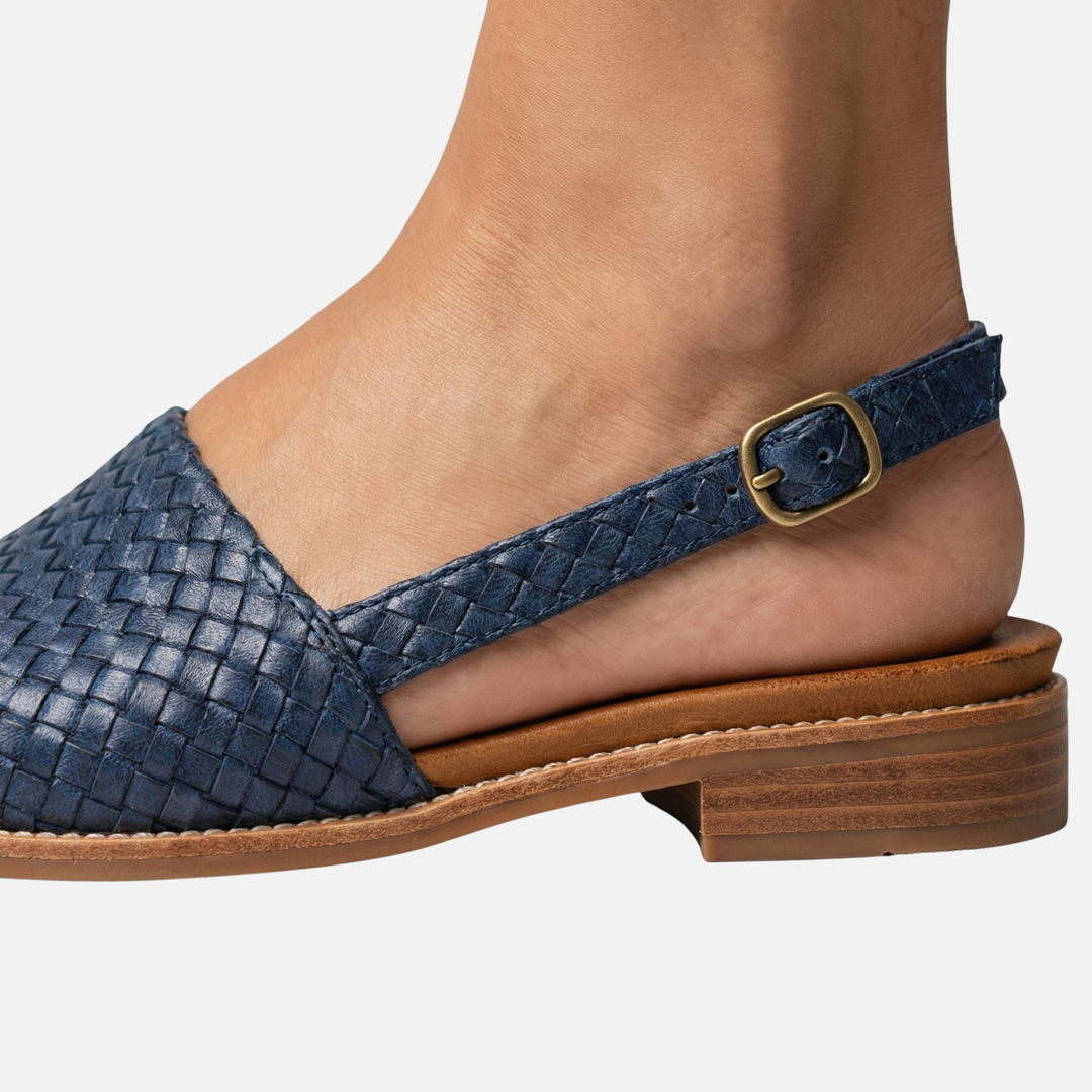 Sara | Woven Slingback Flats with Adjustable Strap