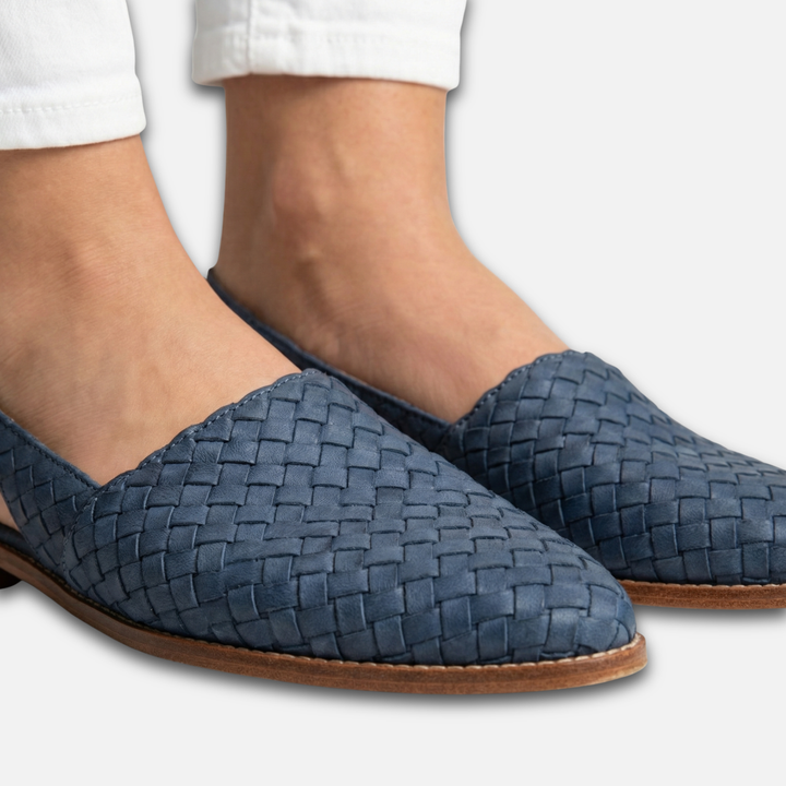 Sara | Woven Slingback Flats with Adjustable Strap