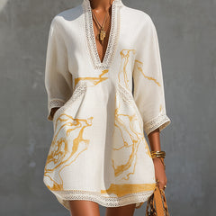 Alienor elegant crochet mini dress in ivory