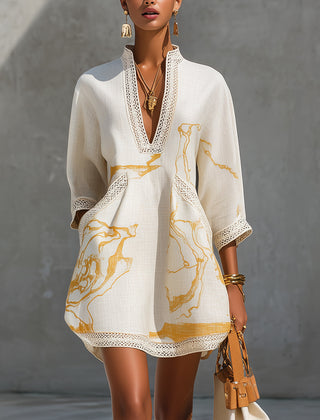 Alienor elegant crochet mini dress in ivory