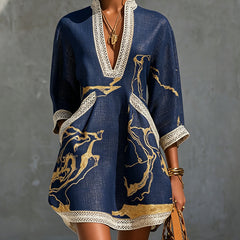 Alienor elegant crochet mini dress in navy