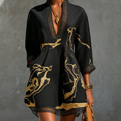 Alienor elegant crochet mini dress in black