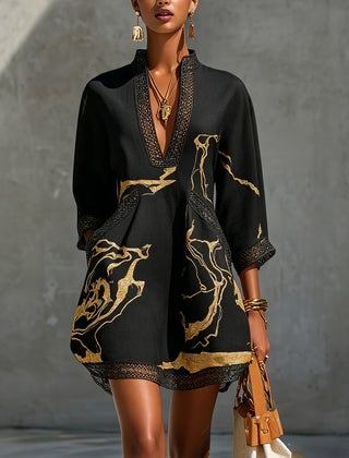 Alienor elegant crochet mini dress in black