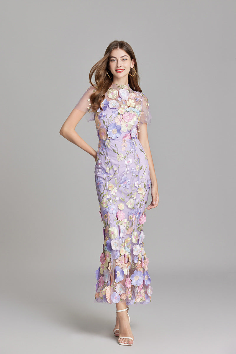 Marlowe | Tulle Floral Evening Dress with 3D Appliques