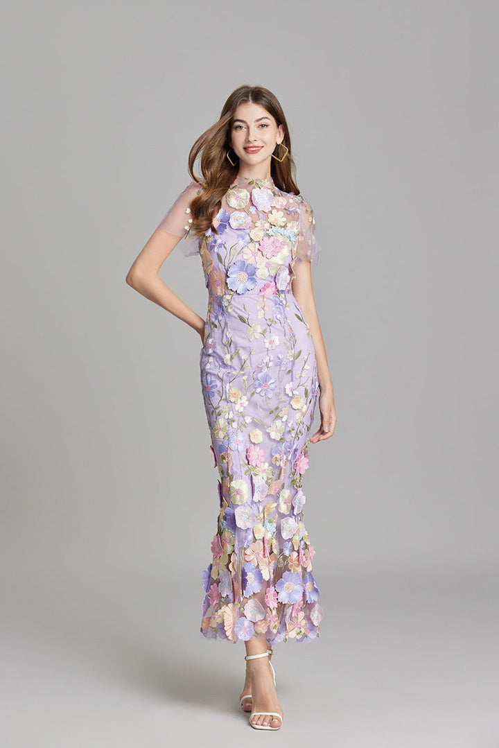 Marlowe | Tulle Floral Evening Dress with 3D Appliques