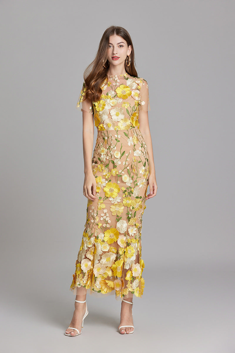 Marlowe | Tulle Floral Evening Dress with 3D Appliques