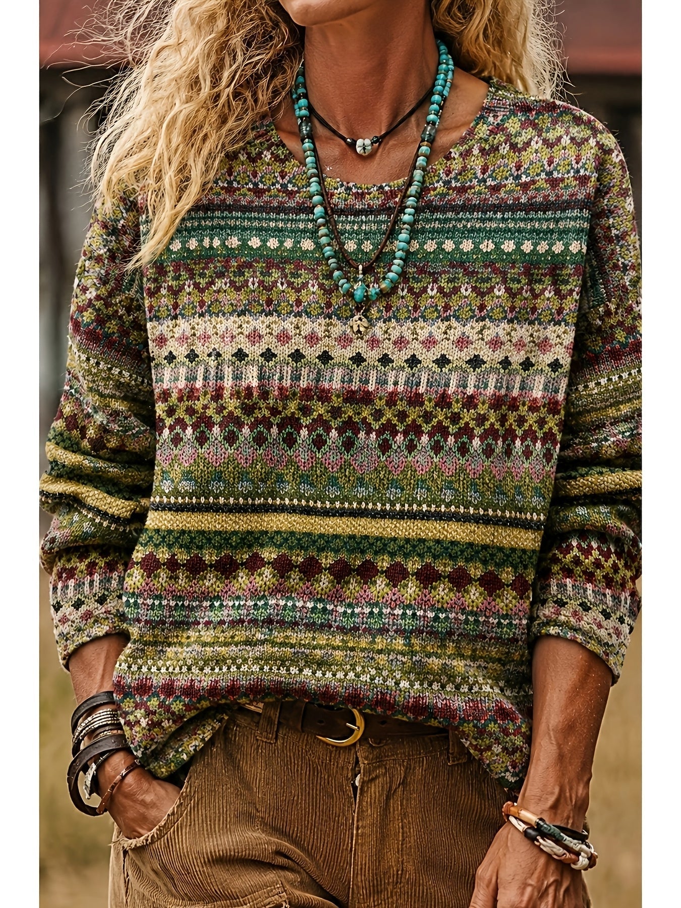 Ivy | All-Over Print Crew Neck Sweater