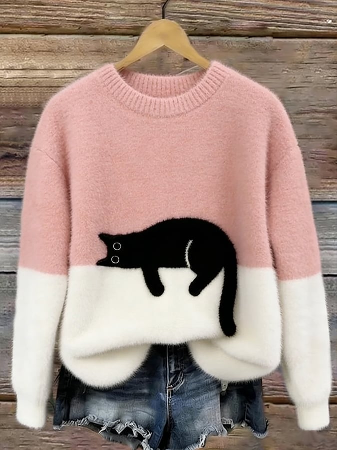 Bonnie™ — Cat Print Oversized Sweater