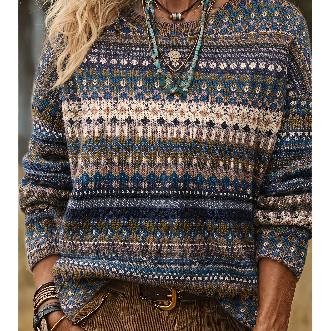 Ivy | All-Over Print Crew Neck Sweater