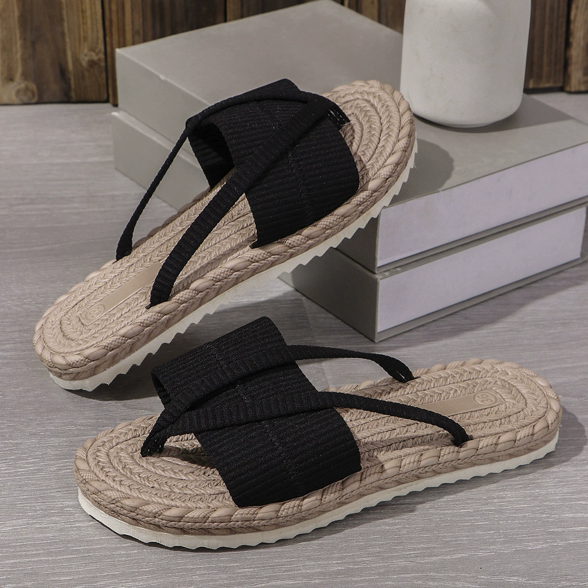 Nina | Casual Knit Strap Summer Beach Flip Sandals