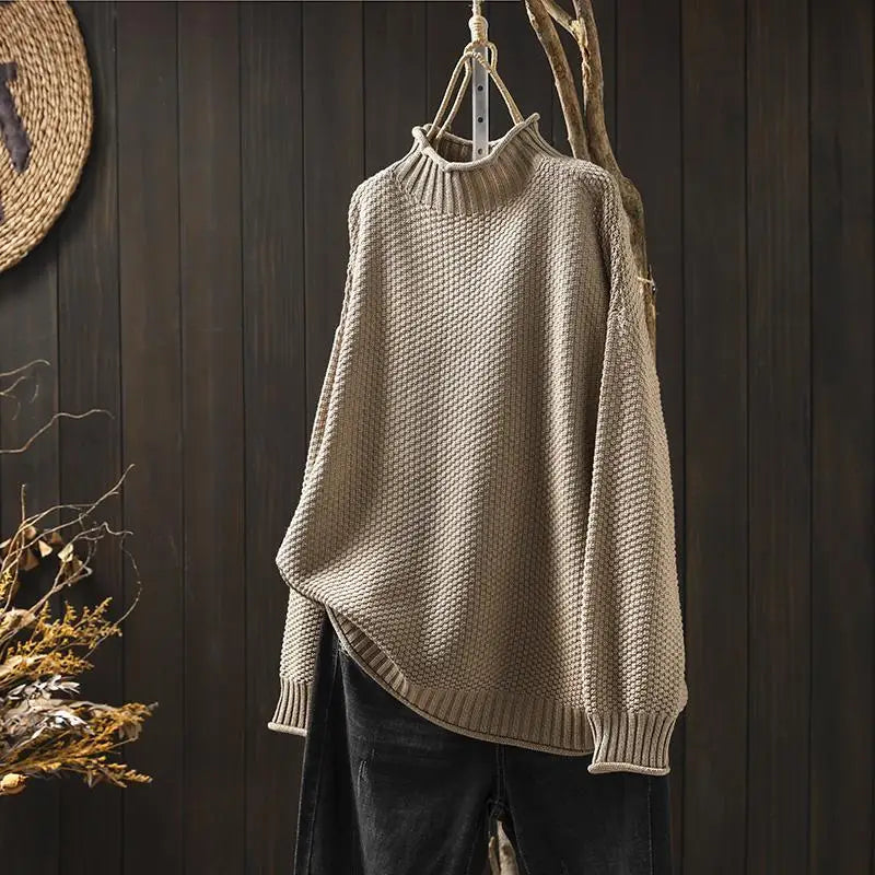 Barbara relaxed knit jumper in Beige by Cévora London