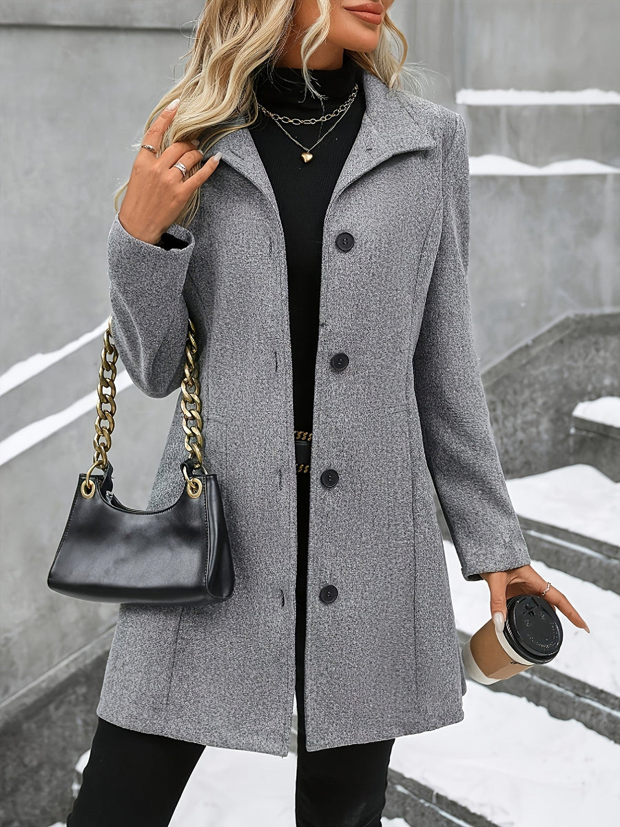 Elena | Tailored Tweed Overcoat with Stand Collar