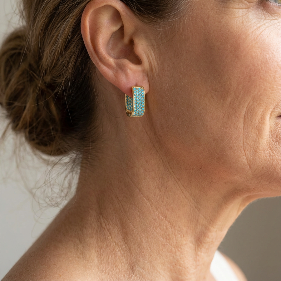 Turquoise Crush Gold Hoops