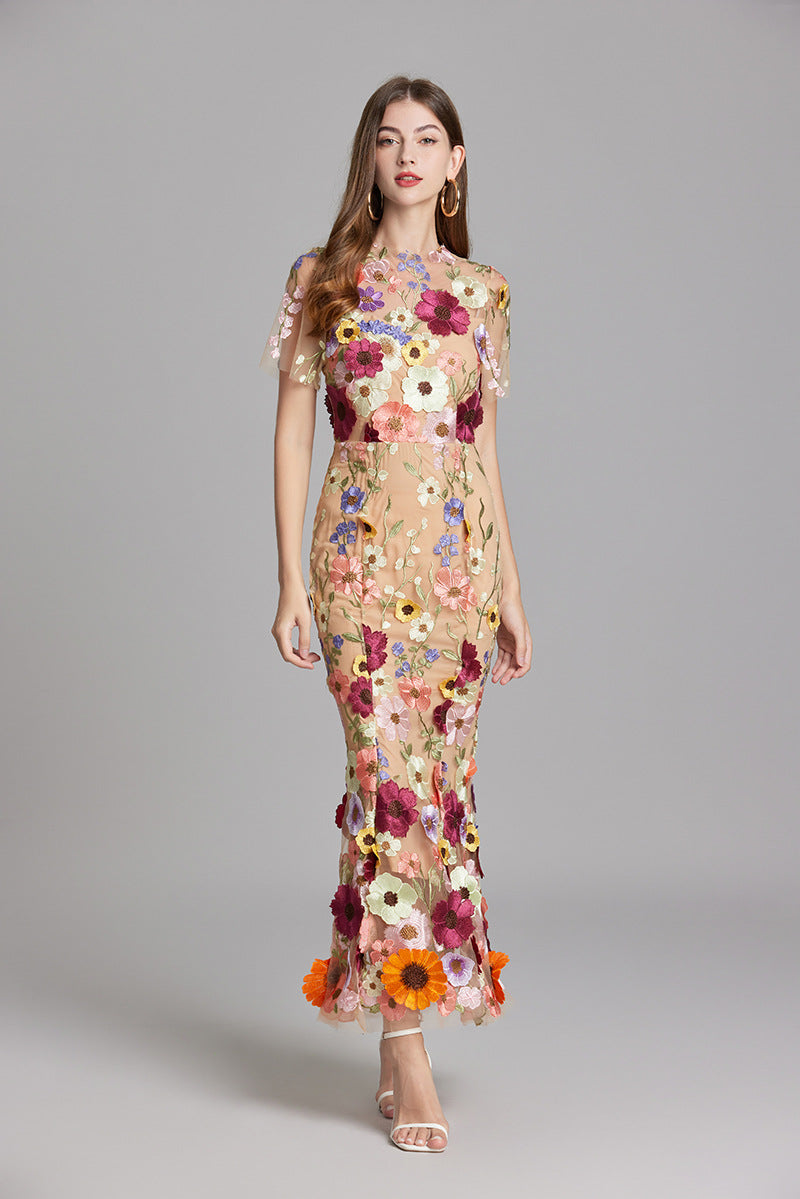 Marlowe | Tulle Floral Evening Dress with 3D Appliques
