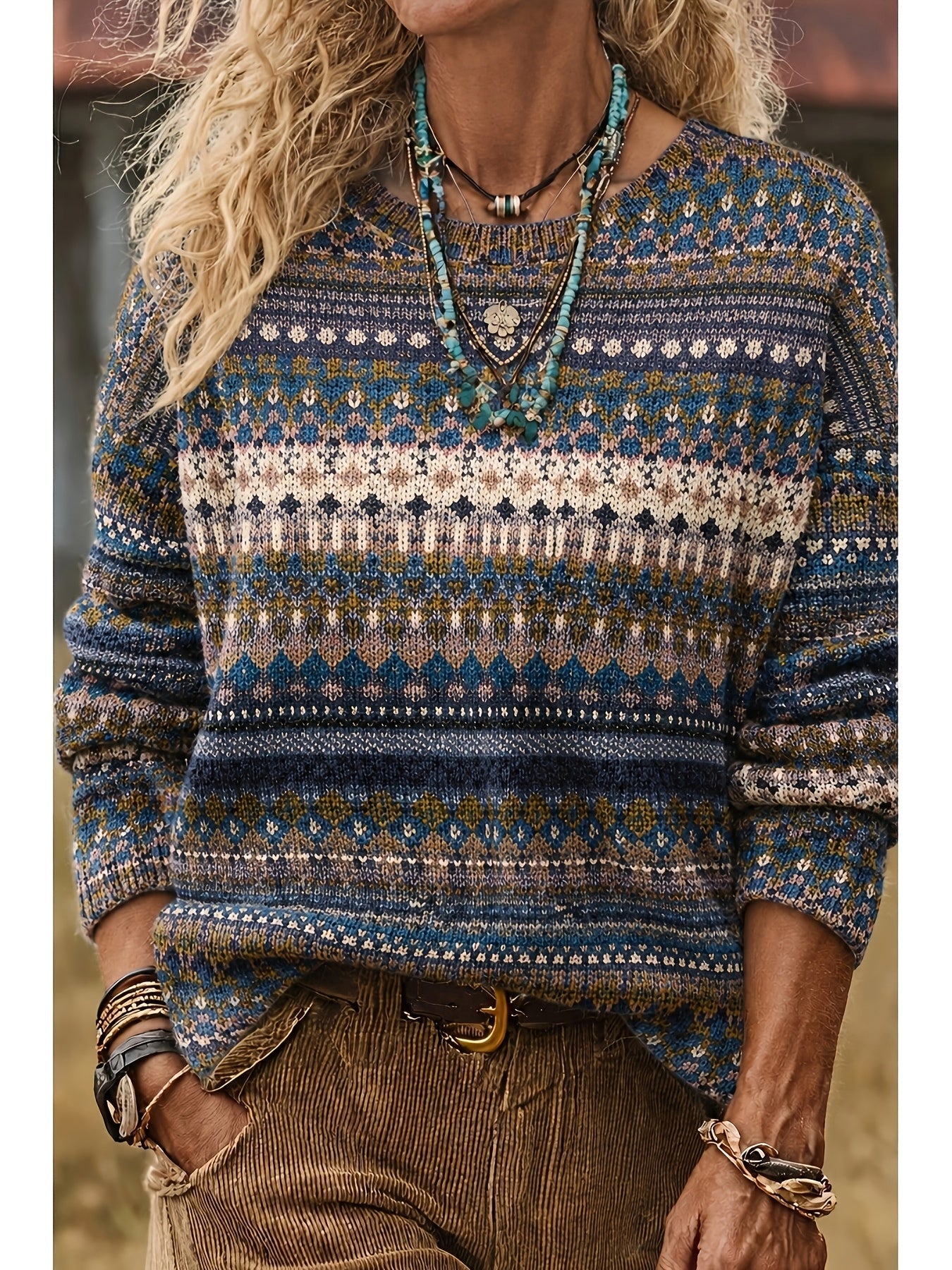Ivy | All-Over Print Crew Neck Sweater