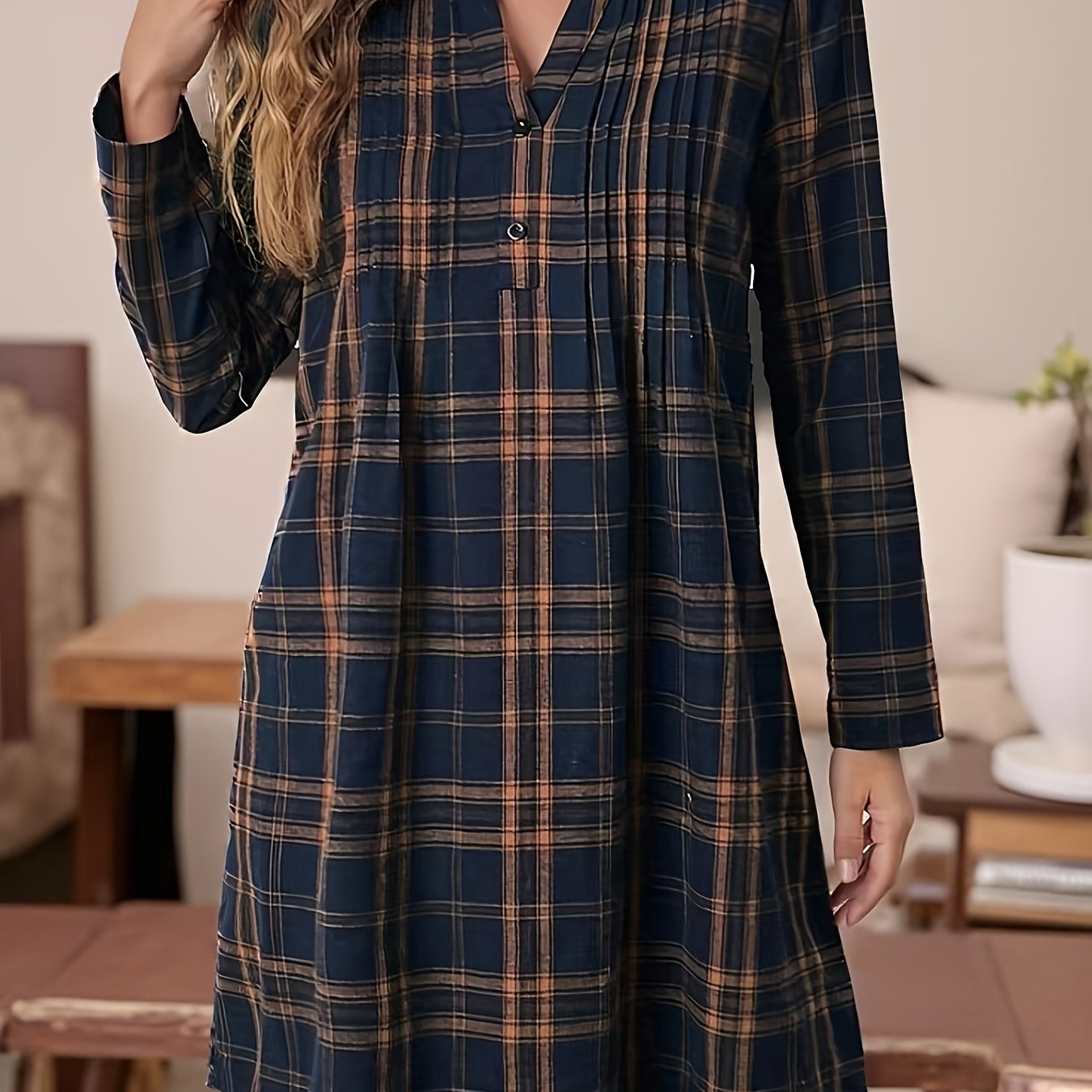 Cecilia | Checked V-Neck Open Cardigan