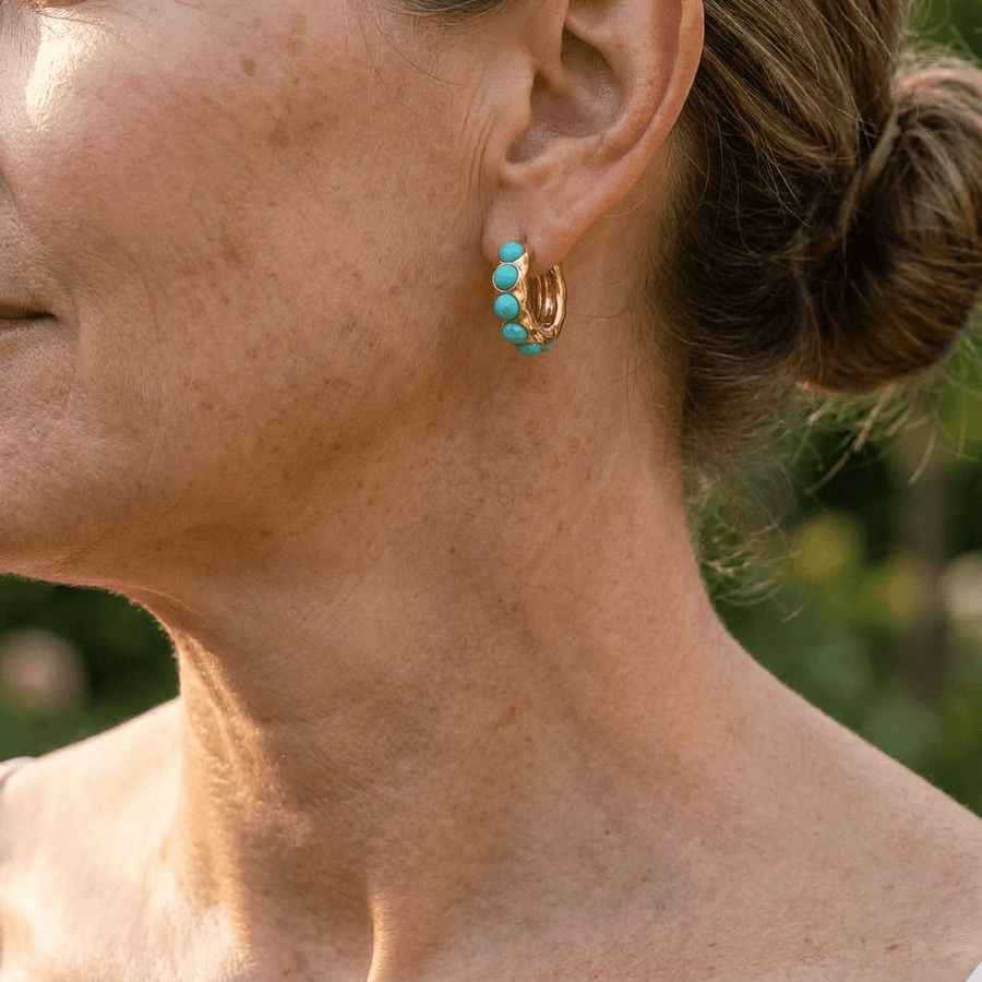 Turquoise Stone Hoop Earrings