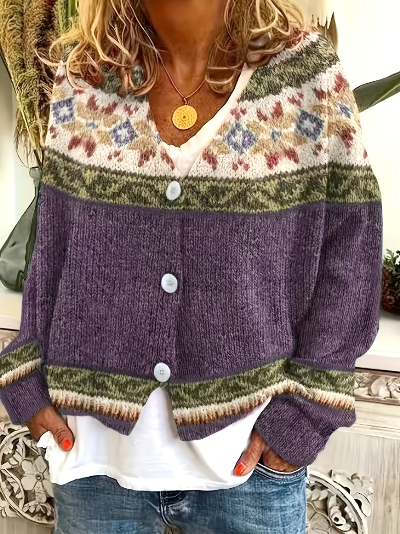 Poppy | Colourblock Button Cardigan