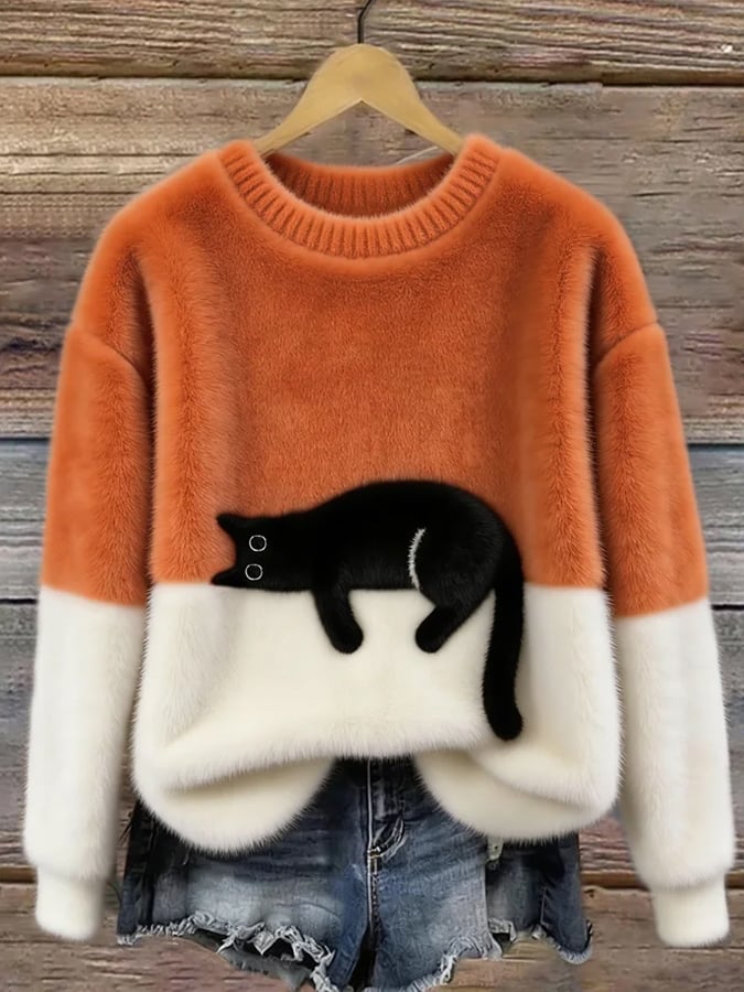 Bonnie™ — Cat Print Oversized Sweater