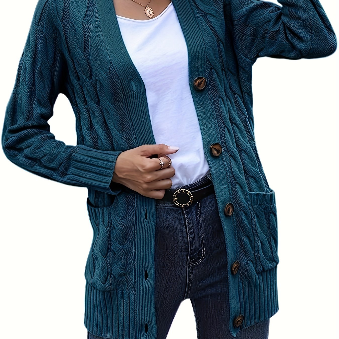 Harriet | Plus Size Cable-Knit Button Cardigan